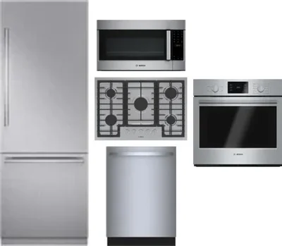 5 Piece Package Includes Refrigerator, Cooktop, Wall Oven, Microwave And Dishwasher