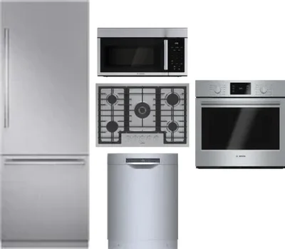 5 Piece Package Includes Refrigerator, Cooktop, Wall Oven, Microwave And Dishwasher