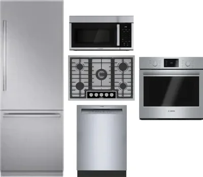5 Piece Package Includes Refrigerator, Cooktop, Wall Oven, Microwave And Dishwasher