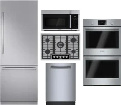 5 Piece Package Includes Refrigerator, Cooktop, Wall Oven, Microwave And Dishwasher
