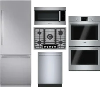 5 Piece Package Includes Refrigerator, Cooktop, Wall Oven, Microwave And Dishwasher