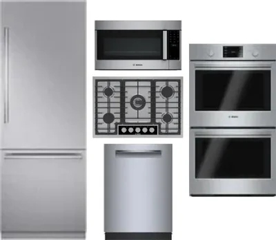 5 Piece Package Includes Refrigerator, Cooktop, Wall Oven, Microwave And Dishwasher