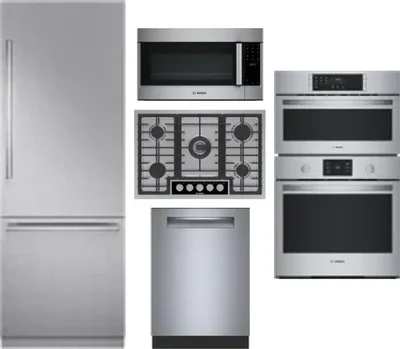 5 Piece Package Includes Refrigerator, Cooktop, Wall Oven, Microwave And Dishwasher
