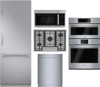 5 Piece Package Includes Refrigerator, Cooktop, Wall Oven, Microwave And Dishwasher