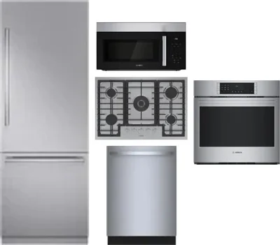 5 Piece Package Includes Refrigerator, Cooktop, Wall Oven, Microwave And Dishwasher