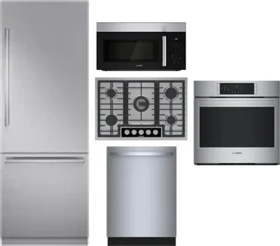 5 Piece Package Includes Refrigerator, Cooktop, Wall Oven, Microwave And Dishwasher