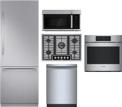 5 Piece Package Includes Refrigerator, Cooktop, Wall Oven, Microwave And Dishwasher