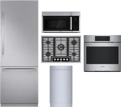 5 Piece Package Includes Refrigerator, Cooktop, Wall Oven, Microwave And Dishwasher