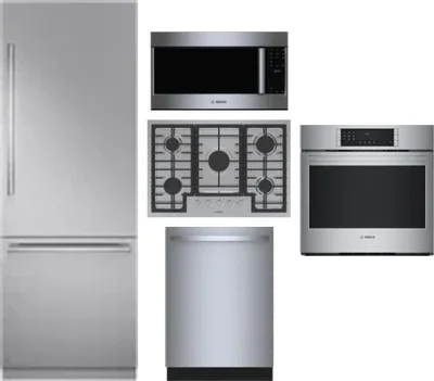 5 Piece Package Includes Refrigerator, Cooktop, Wall Oven, Microwave And Dishwasher