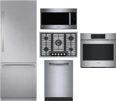 5 Piece Package Includes Refrigerator, Cooktop, Wall Oven, Microwave And Dishwasher