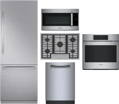 5 Piece Package Includes Refrigerator, Cooktop, Wall Oven, Microwave And Dishwasher