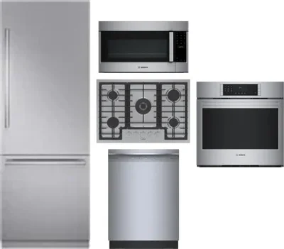 5 Piece Package Includes Refrigerator, Cooktop, Wall Oven, Microwave And Dishwasher