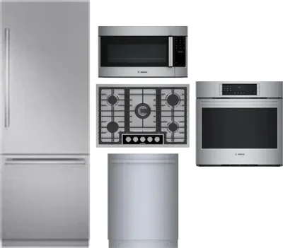 5 Piece Package Includes Refrigerator, Cooktop, Wall Oven, Microwave And Dishwasher