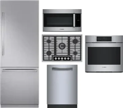 5 Piece Package Includes Refrigerator, Cooktop, Wall Oven, Microwave And Dishwasher