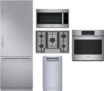 5 Piece Package Includes Refrigerator, Cooktop, Wall Oven, Microwave And Dishwasher