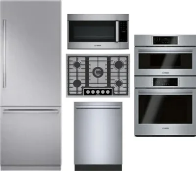 5 Piece Package Includes Refrigerator, Cooktop, Wall Oven, Microwave And Dishwasher