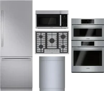 5 Piece Package Includes Refrigerator, Cooktop, Wall Oven, Microwave And Dishwasher