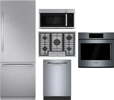 5 Piece Package Includes Refrigerator, Cooktop, Wall Oven, Microwave And Dishwasher