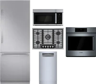5 Piece Package Includes Refrigerator, Cooktop, Wall Oven, Microwave And Dishwasher