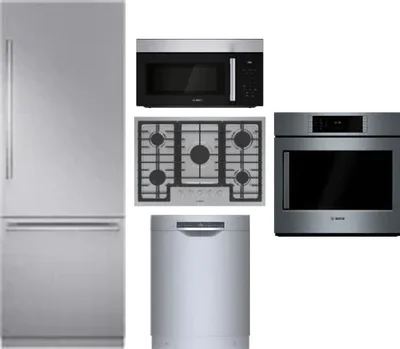 5 Piece Package Includes Refrigerator, Cooktop, Wall Oven, Microwave And Dishwasher