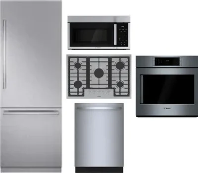 5 Piece Package Includes Refrigerator, Cooktop, Wall Oven, Microwave And Dishwasher