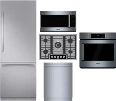 5 Piece Package Includes Refrigerator, Cooktop, Wall Oven, Microwave And Dishwasher