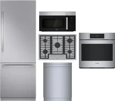 5 Piece Package Includes Refrigerator, Cooktop, Wall Oven, Microwave And Dishwasher