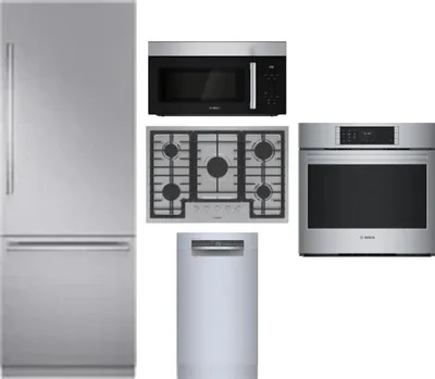 5 Piece Package Includes Refrigerator, Cooktop, Wall Oven, Microwave And Dishwasher