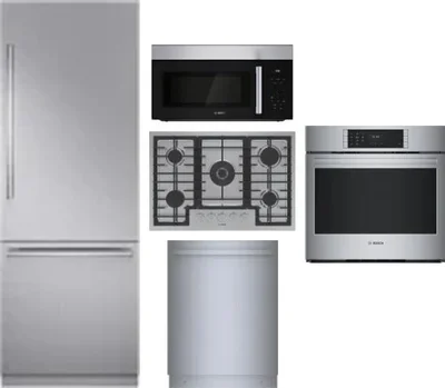 5 Piece Package Includes Refrigerator, Cooktop, Wall Oven, Microwave And Dishwasher