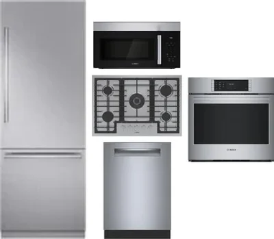 5 Piece Package Includes Refrigerator, Cooktop, Wall Oven, Microwave And Dishwasher