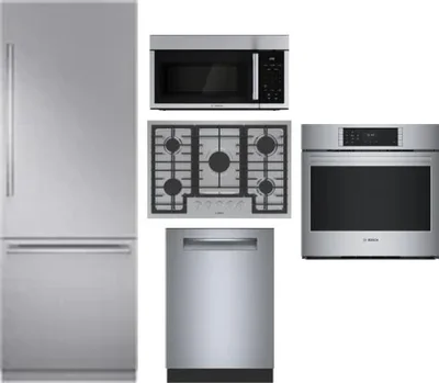 5 Piece Package Includes Refrigerator, Cooktop, Wall Oven, Microwave And Dishwasher