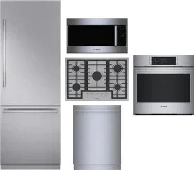 5 Piece Package Includes Refrigerator, Cooktop, Wall Oven, Microwave And Dishwasher