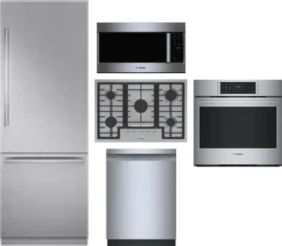 5 Piece Package Includes Refrigerator, Cooktop, Wall Oven, Microwave And Dishwasher