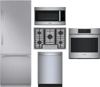 5 Piece Package Includes Refrigerator, Cooktop, Wall Oven, Microwave And Dishwasher