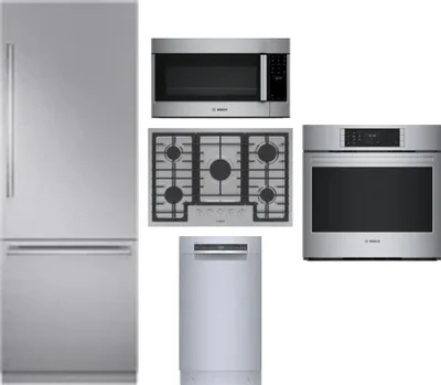 5 Piece Package Includes Refrigerator, Cooktop, Wall Oven, Microwave And Dishwasher