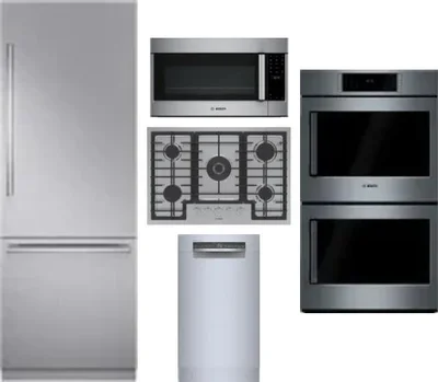 5 Piece Package Includes Refrigerator, Cooktop, Wall Oven, Microwave And Dishwasher