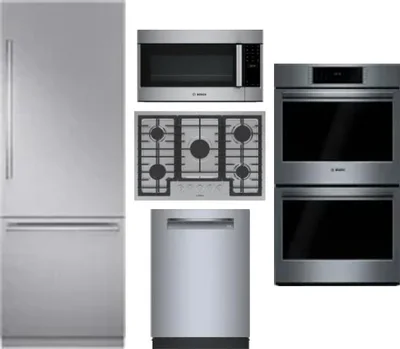 5 Piece Package Includes Refrigerator, Cooktop, Wall Oven, Microwave And Dishwasher