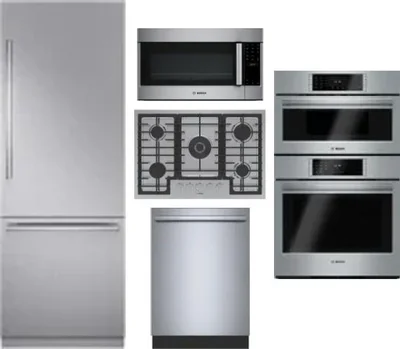 5 Piece Package Includes Refrigerator, Cooktop, Wall Oven, Microwave And Dishwasher