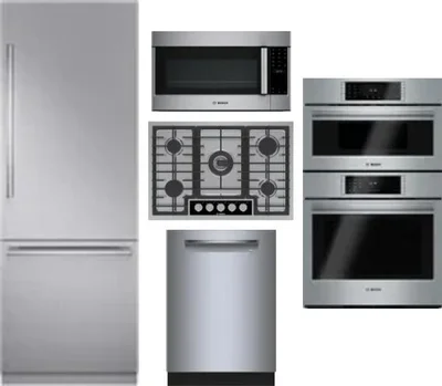 5 Piece Package Includes Refrigerator, Cooktop, Wall Oven, Microwave And Dishwasher