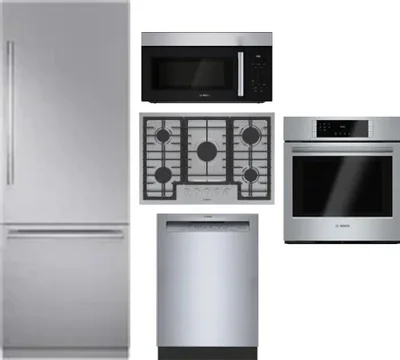 5 Piece Package Includes Refrigerator, Cooktop, Wall Oven, Microwave And Dishwasher