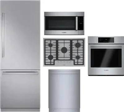 5 Piece Package Includes Refrigerator, Cooktop, Wall Oven, Microwave And Dishwasher