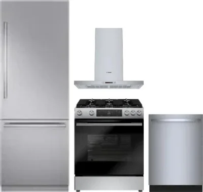 4 Piece Package Includes Refrigerator, Range, Hood And Dishwasher