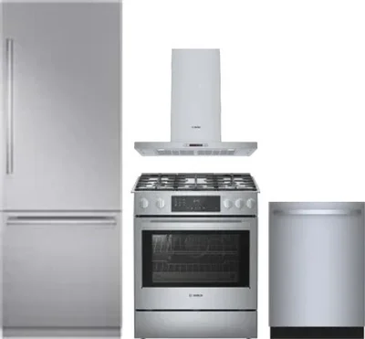 4 Piece Package Includes Refrigerator, Range, Hood And Dishwasher