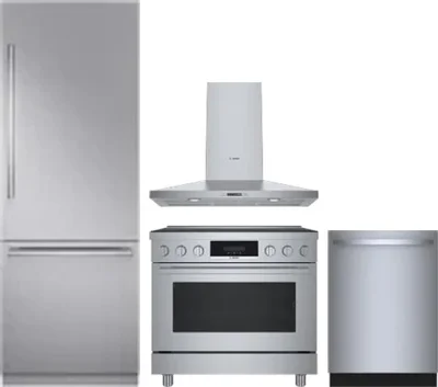 4 Piece Package Includes Refrigerator, Range, Hood And Dishwasher
