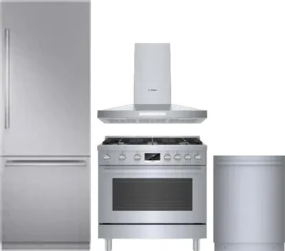 4 Piece Package Includes Refrigerator, Range, Hood And Dishwasher