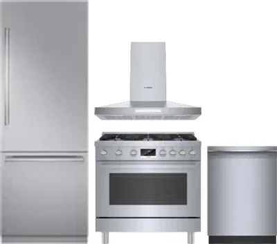4 Piece Package Includes Refrigerator, Range, Hood And Dishwasher