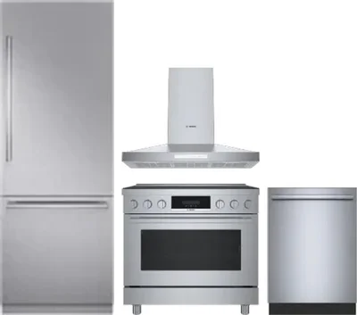 4 Piece Package Includes Refrigerator, Range, Hood And Dishwasher