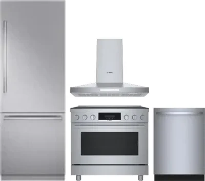 4 Piece Package Includes Refrigerator, Range, Hood And Dishwasher