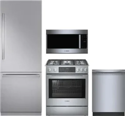 4 Piece Package Includes Refrigerator, Range, Microwave And Dishwasher