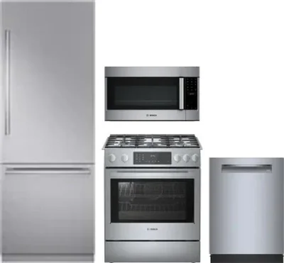 4 Piece Package Includes Refrigerator, Range, Microwave And Dishwasher